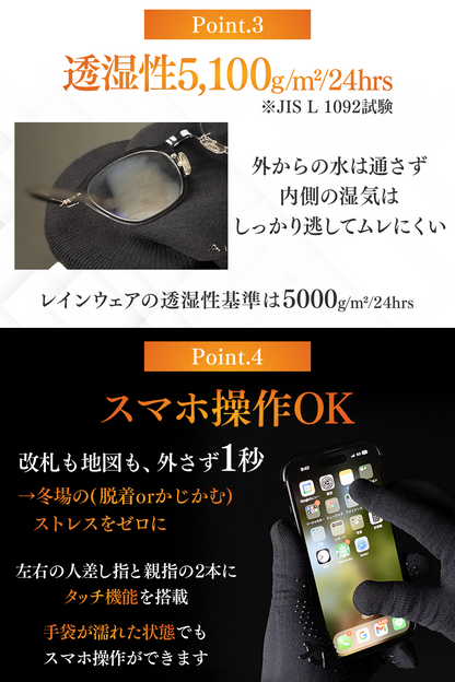 Hydro Knit Gloves 極暖裏起毛 スマホ対応 防水ニットグローブ 4サイズ[送料無料][製品保証3カ月付]HYDRO1